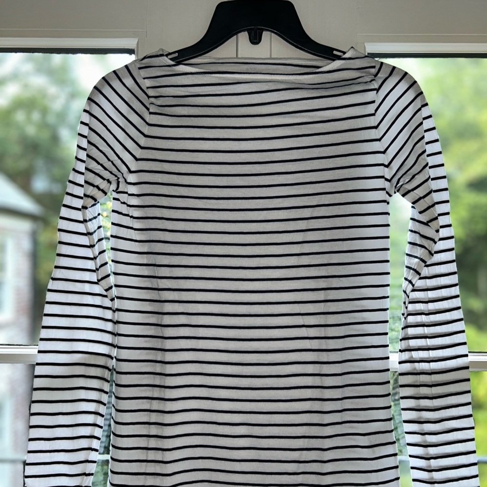ANN MASHBURN Black and White Striped Long Sleeve Tee